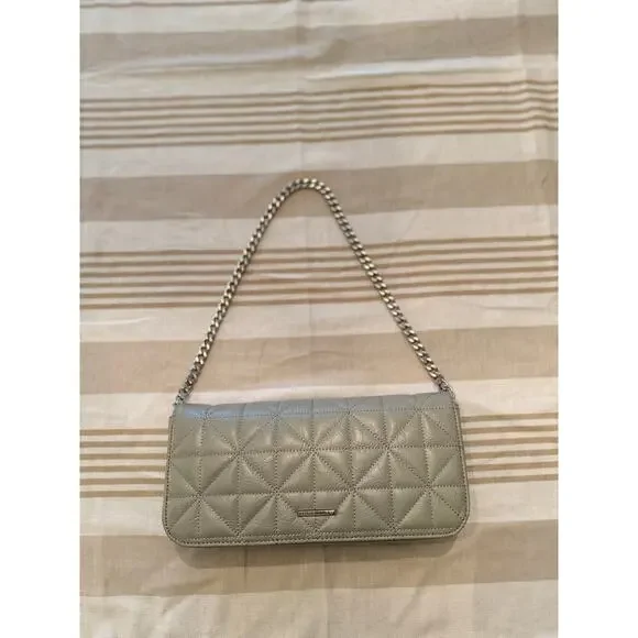 Rebecca Minkoff NWT | gray Deco quilted clutch handbag purse, silver accents - Picture 2 of 9